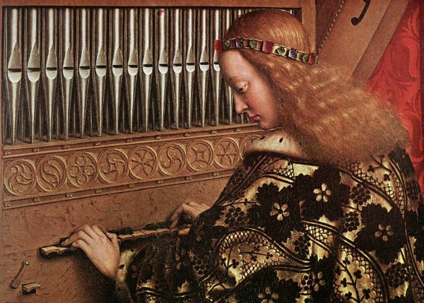 The Ghent Altarpiece- Angels Playing Music (detail 1) 1426-27