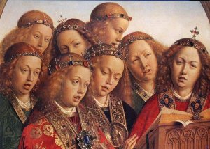 The Ghent Altarpiece- Singing Angels (detail 2) 1427-29