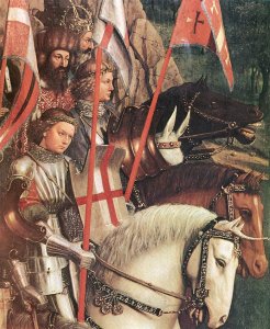 The Ghent Altarpiece- The Soldiers of Christ (detail) 1427-30